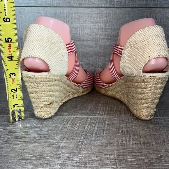 Adrienne Vittadini sz 7.5 Brianna red striped wedge Espadrilles - Picture 10 of 12